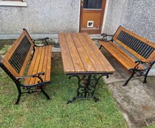 Cast iron Garden table and 2 bench