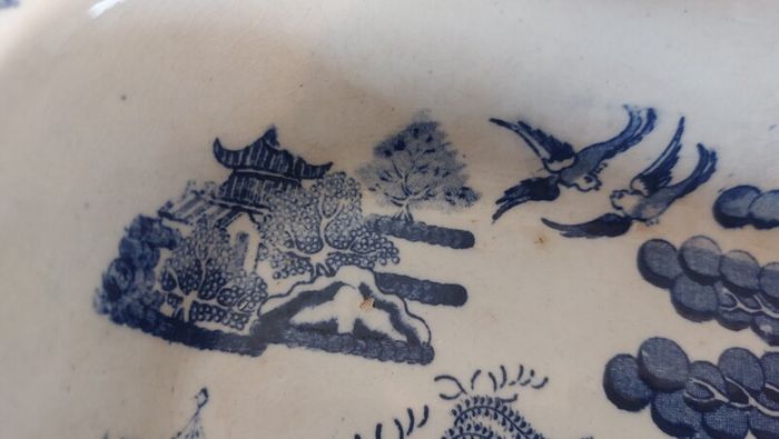 Lovely Blue and White Transferware Willow Pattern Lidless Open Vegetable Dish, Unknown Maker, Most Likely Staffordshire Made
