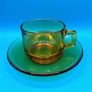 1970s amber coffee cups and saucers set of 8 Image 4