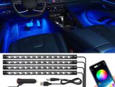 Car Underglow Lights Led Strip Lights for Cars USB with App Control RGB Multicolor Car Interior Lighting 12V Atmosphere Neon Lights Strip LED Under Dash Car Lighting Motorcycles Led Lights Pack of 4