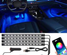 Car Underglow Lights Led Strip Lights for Cars USB with App Control RGB Multicolor Car Interior Lighting 12V Atmosphere Neon Lights Strip LED Under Dash Car Lighting Motorcycles Led Lights Pack of 4