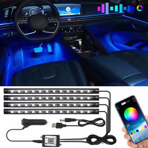 Car Underglow Lights Led Strip Lights for Cars USB with App Control RGB Multicolor Car Interior Lighting 12V Atmosphere Neon Lights Strip LED Under Dash Car Lighting Motorcycles Led Lights Pack of 4