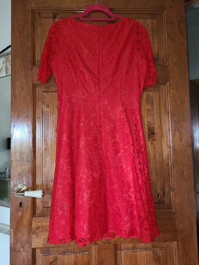 Ladies Red lacy Dress M & S Size 12
