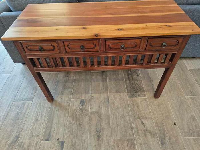 Balinese style wooden hall table with four drawers