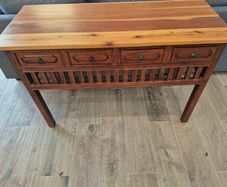 Balinese style wooden hall table with four drawers