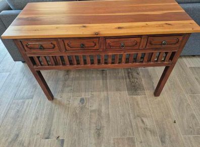 Balinese style wooden hall table with four drawers