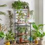 Kitchen Bakers Rack, Microwave Oven Stand with Storage Shelves, Industrial Coffee Bar Station, with Adjustable Wine Holders and S-Hooks, Metal Frame, Rustic Brown, 143x40x59 cm, HBR001H Image 2