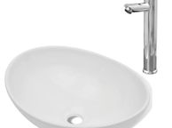main image for ad Bathroom Basin with Mixer Tap Ceramic Oval White