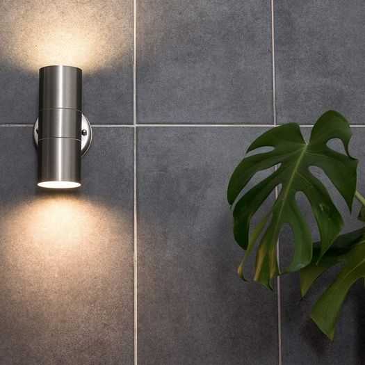 Modern Stainless Steel Outdoor Garden Up/Down Security Wall Light - IP44 Rated