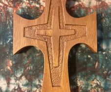 Hand craved wooden mercy cross free postage