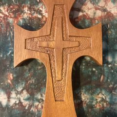 Hand craved wooden mercy cross free postage