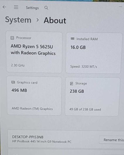 HP ProBook 455 G9 Laptop | Ryzen 5 5625U | 16GB RAM | 256GB NVMe SSD | Windows 11 Pro