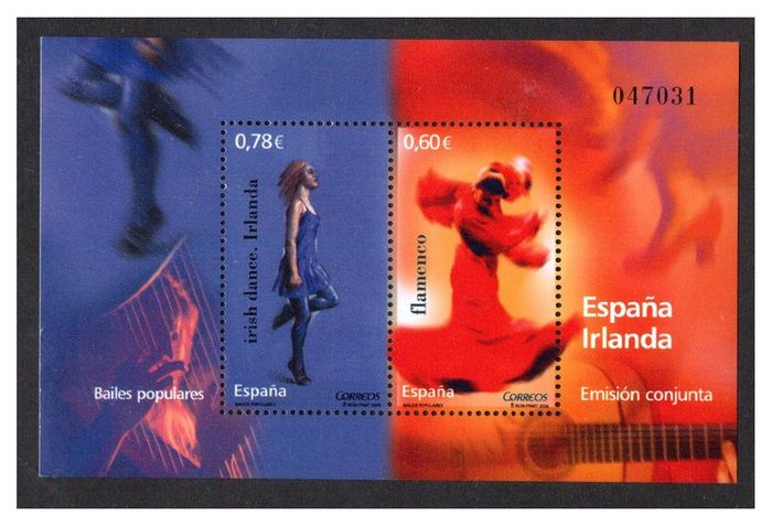 2008 Spain Irish Dance (Irish design) Miniature Sheet Mint Never Hinged (MNH)