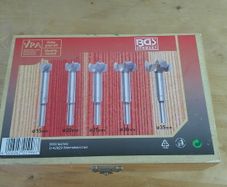 BGS Technic 5 Piece Forstner Wood Drill Bit Set 15mm-35mm Hinge Cutter Boring Bits