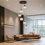 Long Chandelier for High Ceilings Modern Crystal Long Pendant Light Raindrop Drop Lamp Hanging Flush Mount Chandelier Ceiling Light for Staircase Foyer Living Room Entryway 6 Lights Image 2