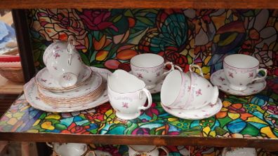 Queen Anne Pink Rose Bone China Tea Set 20 Pieces
