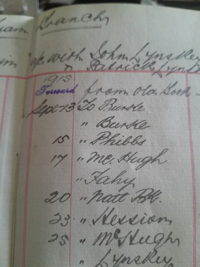 1915 hand written ledger