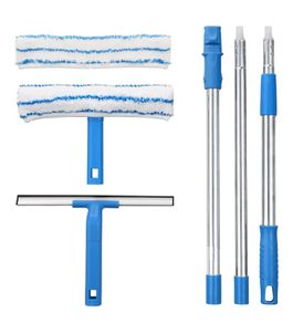FREE EXPRESS SHIPPING Window Cleaner with Long Handle(146cm), Glass Cleaning Tools with Silicon Squeegee & Microfiber Scrubber, Window Cleaning Kit for Shower Glass Mirror