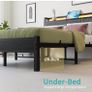 Double Bed Frame, 4FT6 Bed Frame Ergonomics Double with Charging Station and LED Lights, Heavy Duty Platform Full Bed with Fabric Storage Sloped Headboard, No Box Spring Needed, (Black) Image 5