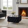 Chesterfield Velvet Square Coffee Table with Glass Image 3