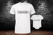Biggie And Smalls T-shirt And Bodysuit Set Matching Tops For Dad An Baby