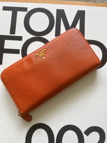 Prada orange leather wallet/purse