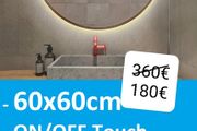 LED Bathroom Mirror Round 60cm Fog Free Demister Illuminated Bright Backlit Makeup Cosmetic Ensuite