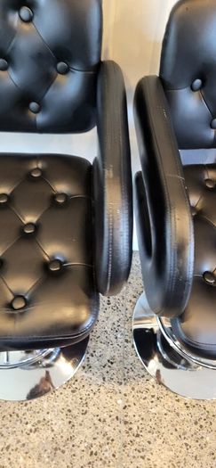 Set of 3 black leather effect bar stools