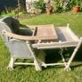 1950s Solid Wood Upholstered Highchair Image 9