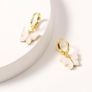 Butterfly Hoop Earrings Delicate Mother-of-Pearl Dangles Image 4