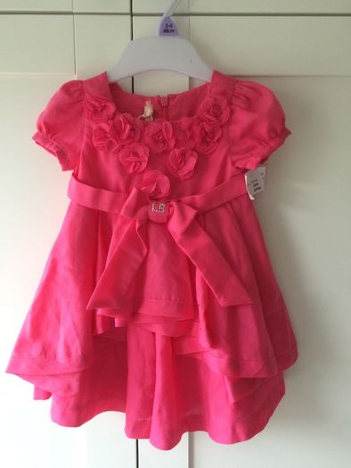 Brand new 3-6 month pink baby dress with flower appliques