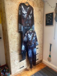 Parent and child Mandalorian costumes in immaculate condition