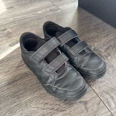 Adidas Kids Tensaur Strap Leather Trainers - Triple Black - Size UK 2 / EU 34