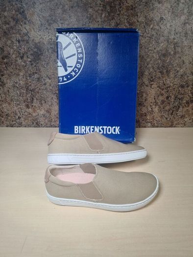 Womens BIRKENSTOCK BARRIE SAND canvas slip on shoes trainers beige brown Size UK 5 EU 38 boys girls unisex BRAND NEW BOXED