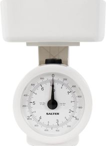 Mechanical Kitchen Scale, 3 KG Maximum Capacity, Analogue, Easy to Read Dial, Dishwasher Safe, Compact Storage, 1 L Detachable Bowl, Battery Free, White (FREE POSTAGE)