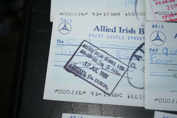 Vintage Cheque Forms - Used - Allied Irish Bank