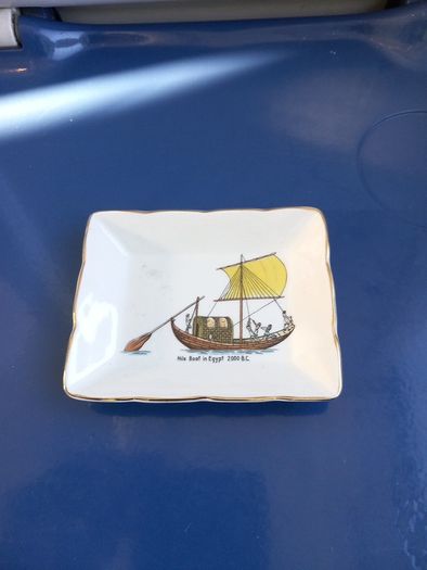 Vintage decorative plate Historic Ship dishes trinket trays Ashtray  Nile Boat  2000 B C in Egypt By Sandland Ware Staffordshire ceramic fine bone China