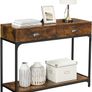 _Industrial Design Console Table, Hallway Table with 2 Drawers and Shelf, Sideboard with Sturdy Metal Frame, Living Room, Hallway, Lobby, Wood Look, Vintage Image 2