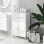 Bathroom cabinet, bathroom chest, 2 drawers, adjustable shelf, wood, white Image 2
