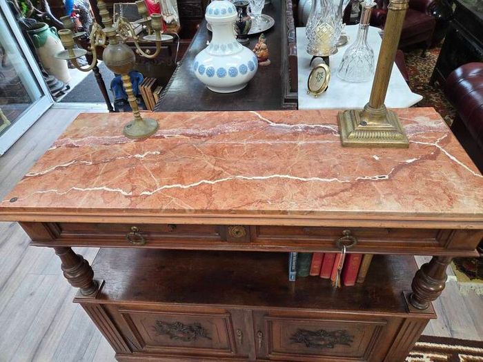 Antique Walnut Buffet / Sideboard with Marble Top