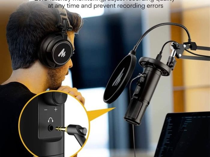 Recording Microphone Set,MAONO AU-PM422 192KHZ/24BITCondenser Mic with Touch Mute Button and Mic Gain Knob for Podcasting,Gaming,YouTube (FREE POSTAGE)