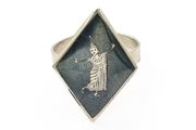 Vintage Siam Thai Dancer Sterling Silver Ring
