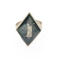Vintage Siam Thai Dancer Sterling Silver Ring