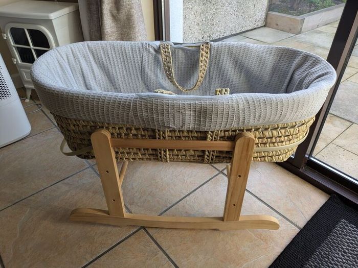 Wicker Moses Basket with Wooden Rocking Stand