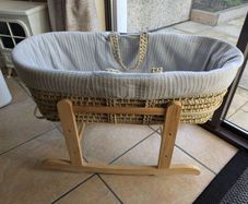 Wicker Moses Basket with Wooden Rocking Stand