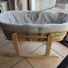 Wicker Moses Basket with Wooden Rocking Stand