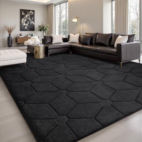 Rugs Living Room 140x200,3D Black Area Rugs for Bedroom,Extra Large Rugs for living room,Machine Washable Anti Slip