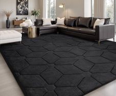 Rugs Living Room 140x200,3D Black Area Rugs for Bedroom,Extra Large Rugs for living room,Machine Washable Anti Slip
