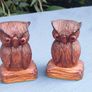 Vintage pair of hand carved wooden owls Image 3