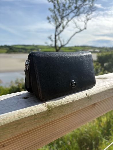 chanel black caviar small zip wallet Silver Hardware